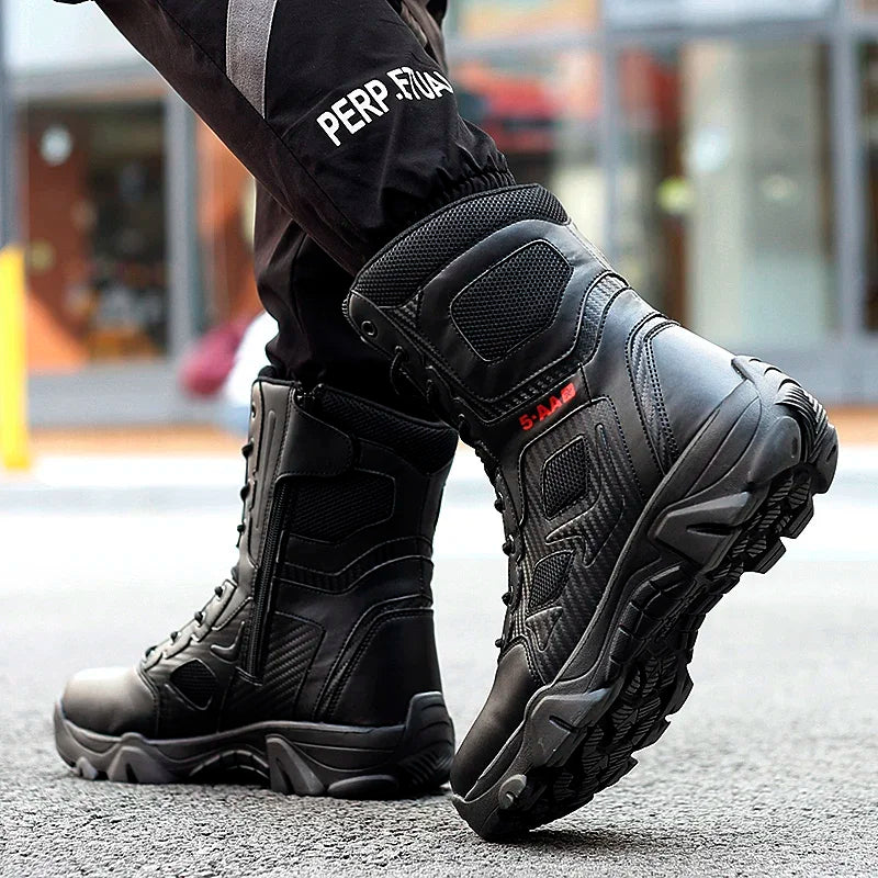 Botas tácticas para hombre, nuevas, de invierno, para combate, hasta el tobillo, antideslizantes, para trabajo, seguridad, botas militares, impermeables, para motocicleta.
