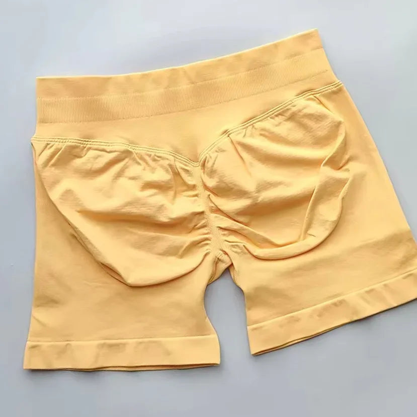 Pantalones cortos deportivos de impacto para mujer, cintura baja acanalada, sin costuras, ajustados, para entrenamiento, gimnasio, pantalones cortos elásticos para correr con cintura alta