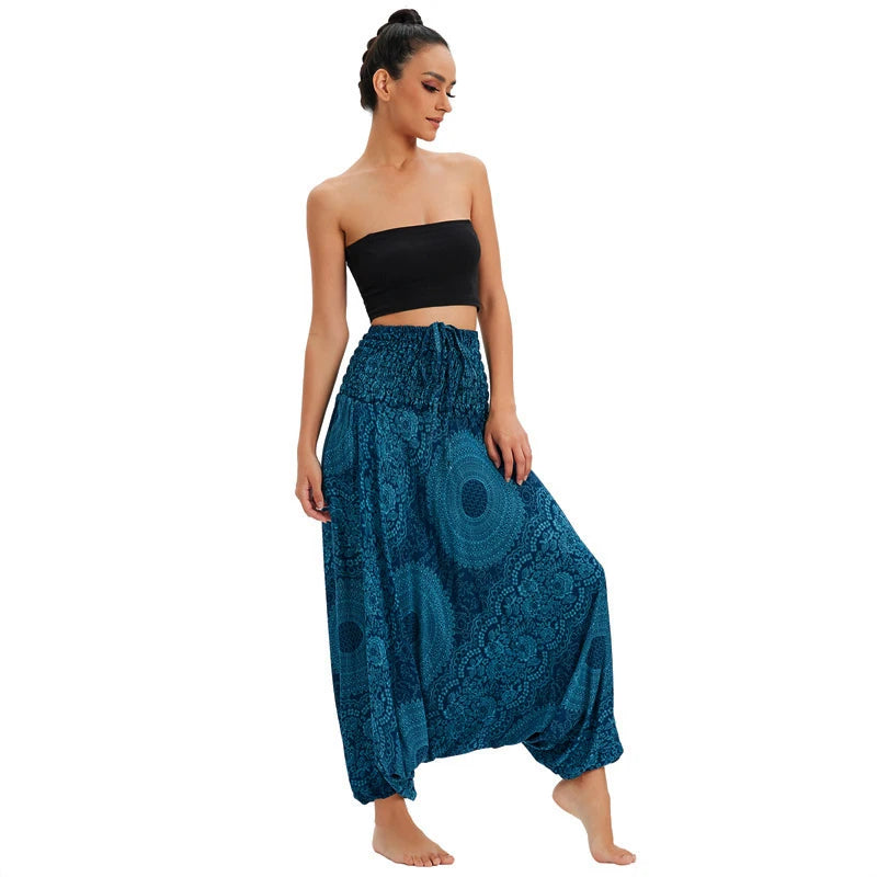 Bohemian Pants Women Pantalones Mujer Hippie High Waist Rayon Harem Baggy Boho Yoga Beach Wear Pour Femme Calca Feminina Printed