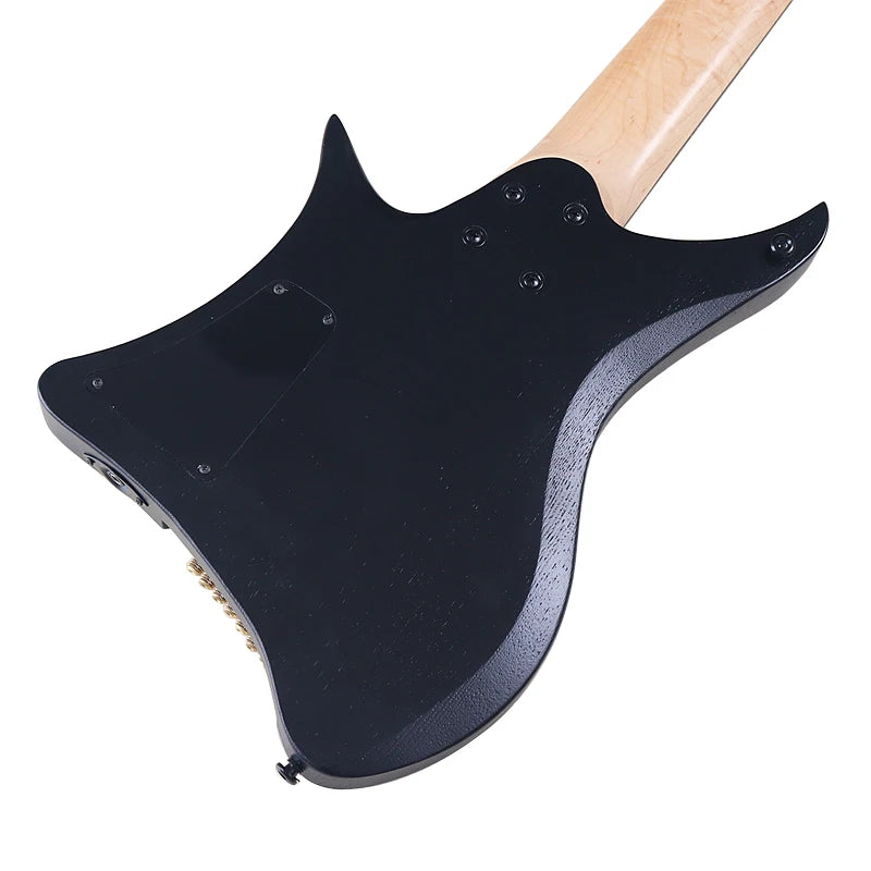 Guitarra eléctrica sin pala de 8 cuerdas con trastes en abanico, cuerpo de fresno macizo de 30 pulgadas, mástil de arce