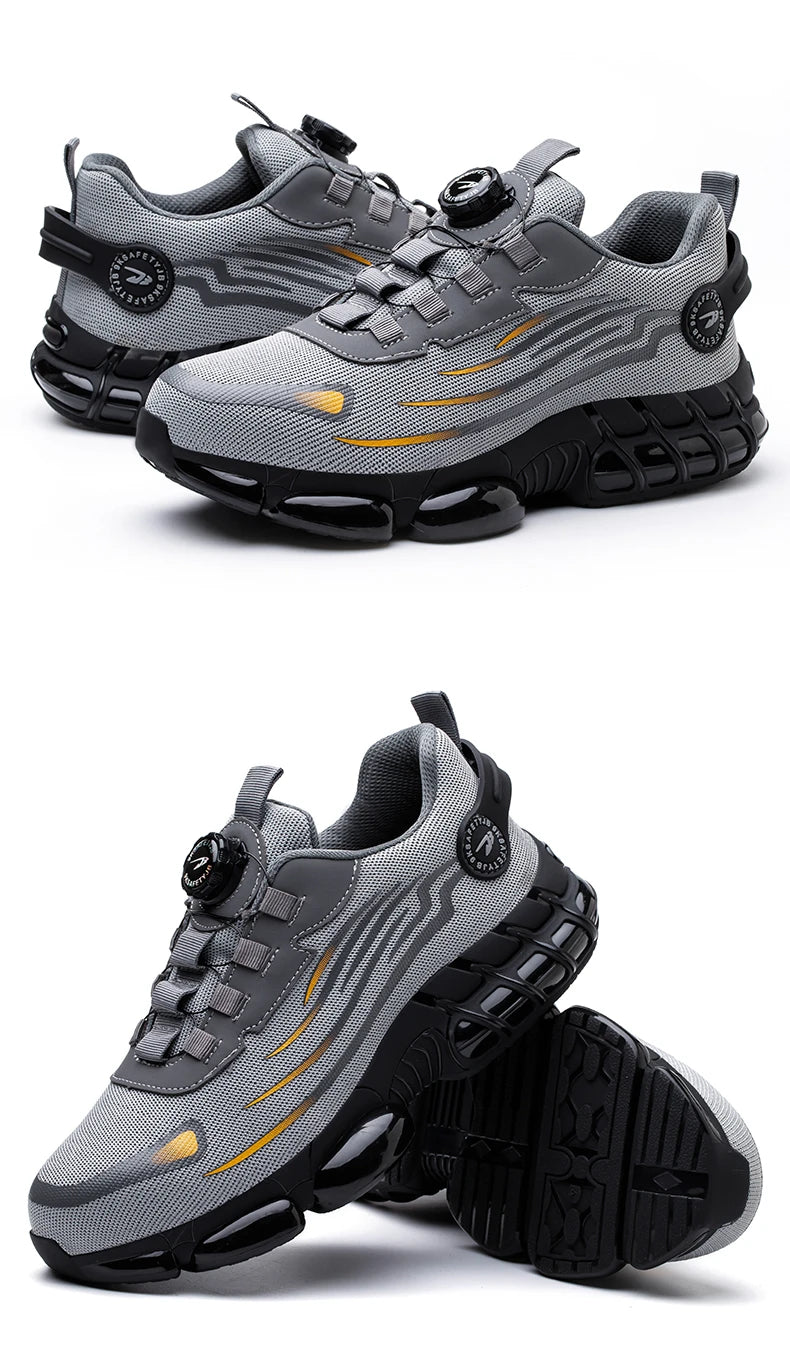 Small Size Rotary Buckle Work Safety Shoes For Men Air Soft Sole Lightweight Protective Work Sneakers Men and Women Shoes