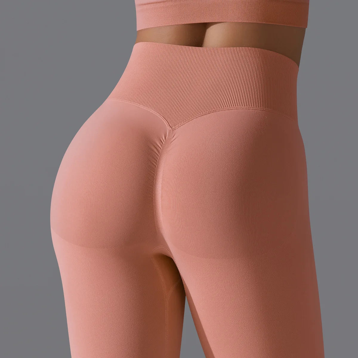 Leggings deportivos de yoga para mujer, sin costuras, cintura alta, elásticos, color sólido, para gimnasio, correr, secado rápido, realce y efecto moldeador.