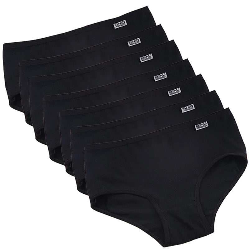 7 bragas de algodón para mujer, ropa interior sexy de talla grande, lencería suave y transpirable, ropa interior femenina de color liso.