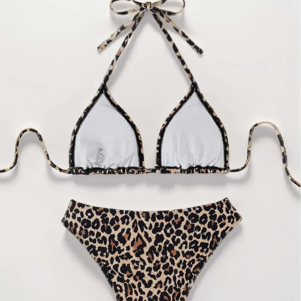 Conjunto de bikini de leopardo para mujer, traje de baño de dos piezas sexy, estilo europeo y americano, de venta rápida, 2024