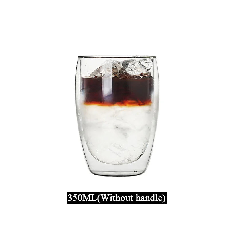 1-6 tazas de té de vidrio de doble pared transparente, hechas a mano, resistentes al calor, para bebidas saludables, café, leche, vasos de chupito aislados, regalo, 80-650 ml