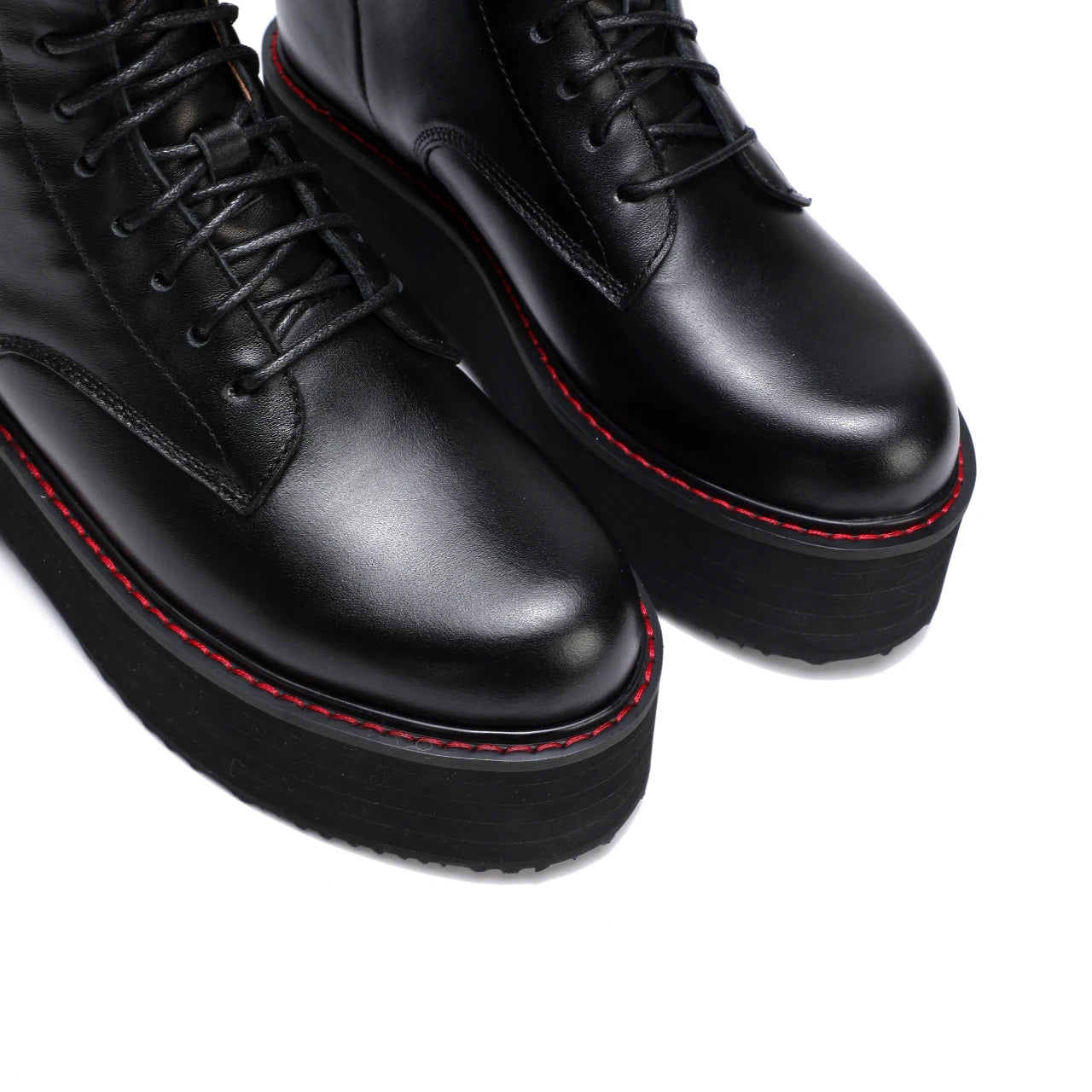 Botas de mujer de nuevo estilo con suela gruesa y cremallera trasera con cordones ajustables