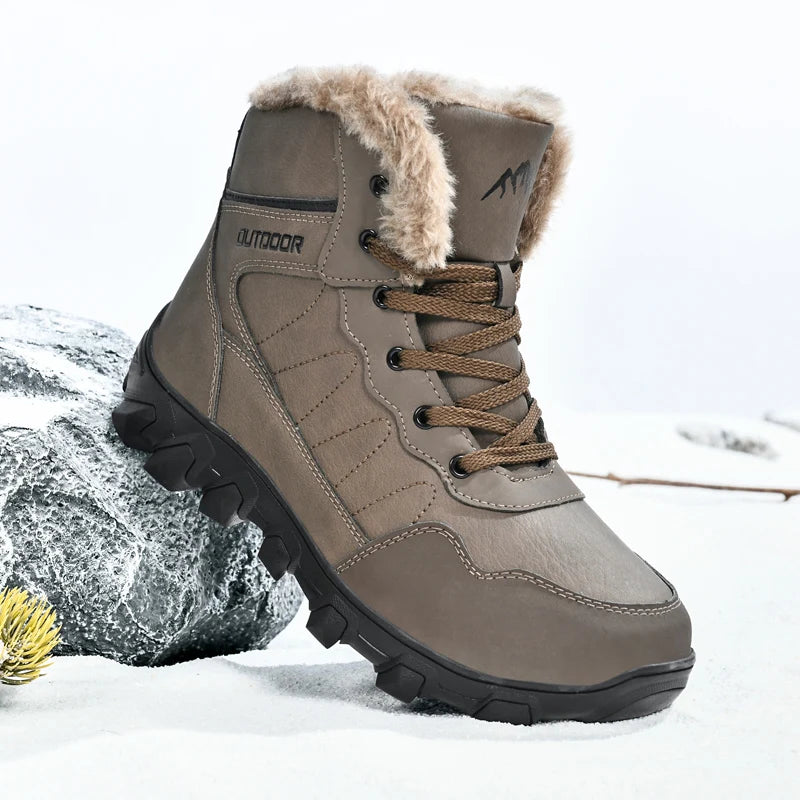 Botas de invierno para hombre, zapatillas cálidas, impermeables, antideslizantes, de felpa, de cuero, talla grande 48, novedad de 2024