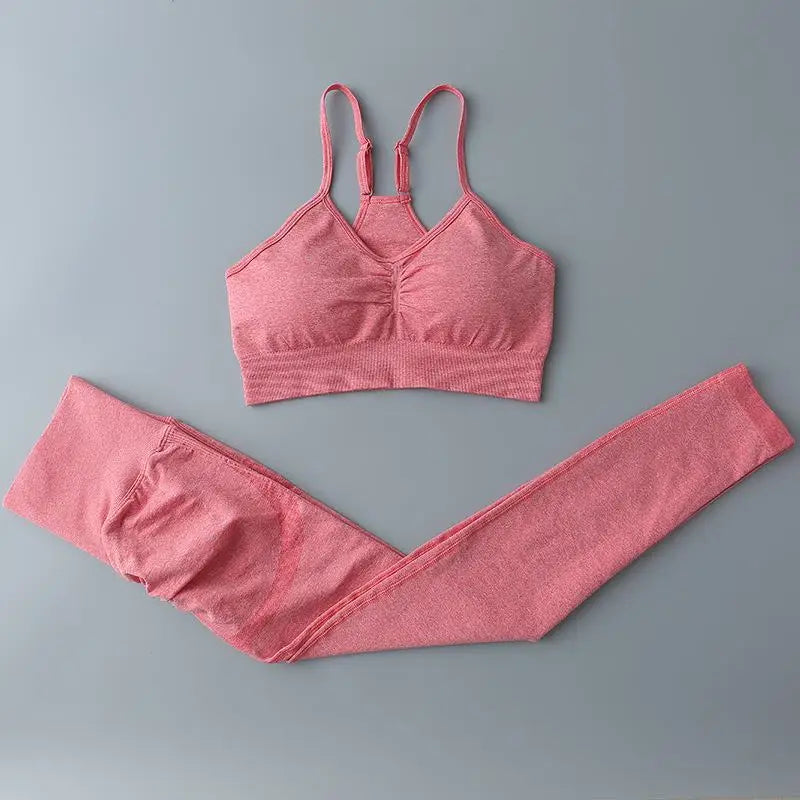Conjunto deportivo para mujer, top deportivo, leggings de yoga, sujetador deportivo, leggings sin costuras para realce de glúteos.