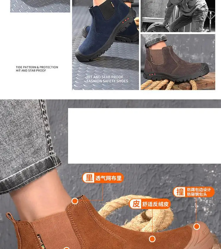 Anti Smashing And Anti Piercing Suede Safety Shoes Men's Steel Toe Cap Protection Work Shoes Fashion Scarpe Antinfortunistiche