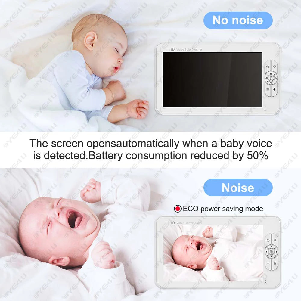 Monitor de bebé con video de 5 pulgadas y cámara PTZ con zoom, cámara de vigilancia con sensor de temperatura y canción de cuna.