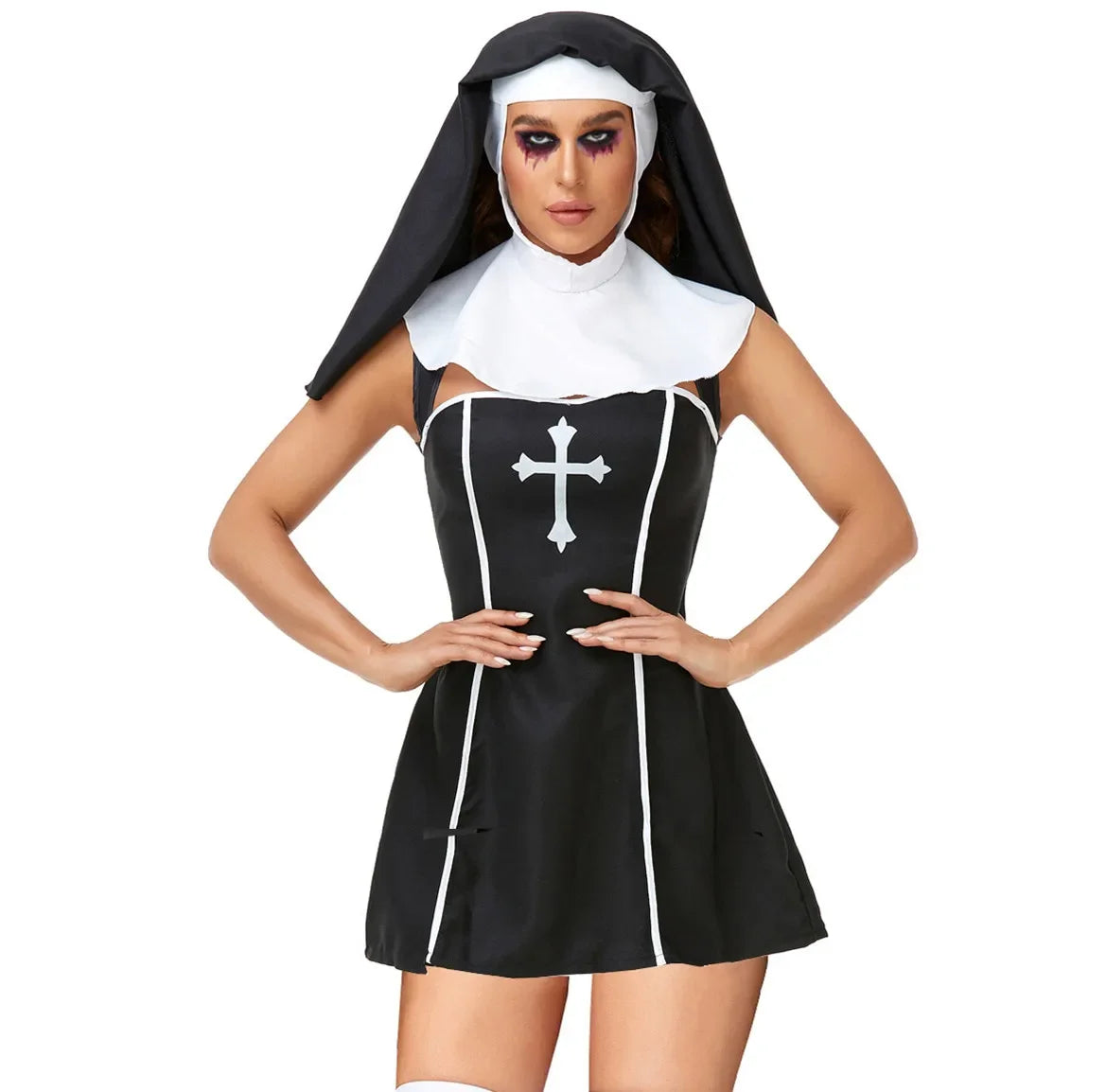 Easter Halloween Cosplay Party Costume Adult Sexy Nun Role Play Stage Fancy Party Dress