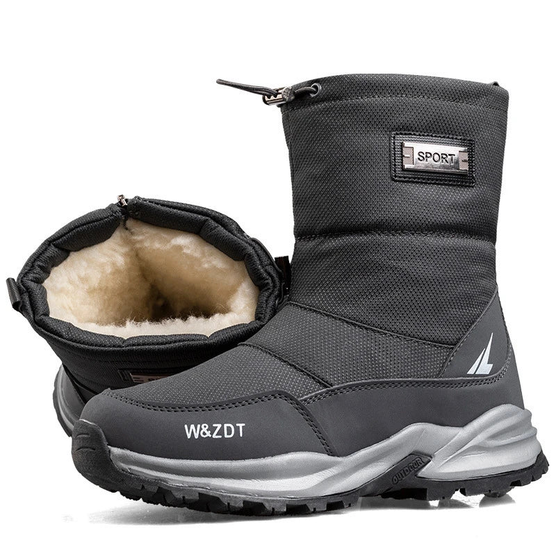 Botas de nieve altas antideslizantes para hombre, para deportes al aire libre, estilo noreste, gruesas, cálidas e informales, de algodón, con terciopelo impermeable.