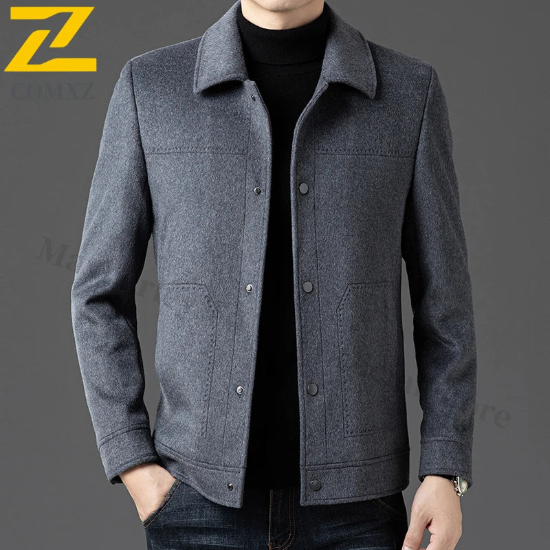 2025 Winter Wool Jacket Male New High Fashion Business Casual Thickening Coat Classic Business Style Windproof Warm TrenchCoat
