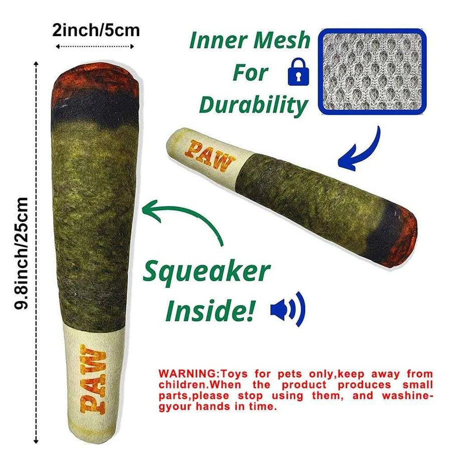 Divertidos juguetes interactivos para perros: peluche chirriante con diseño de cigarro, juguete creativo para masticar para perros pequeños y medianos.