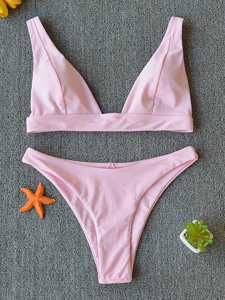 Bikini 2025 Micro Traje de Baño Sexy para Mujer, Traje de Baño Push Up, Conjunto de Bikini de Dos Piezas, Bañador Sólido, Traje de Baño para Mujer.