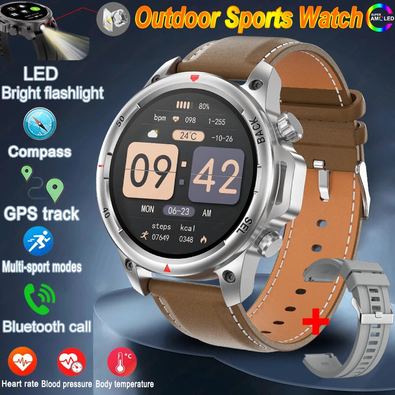 Reloj inteligente deportivo para exteriores Xiaomi, con GPS, linterna, brújula, Bluetooth, llamadas, control del ritmo cardíaco, NFC, resistente al agua, 2025
