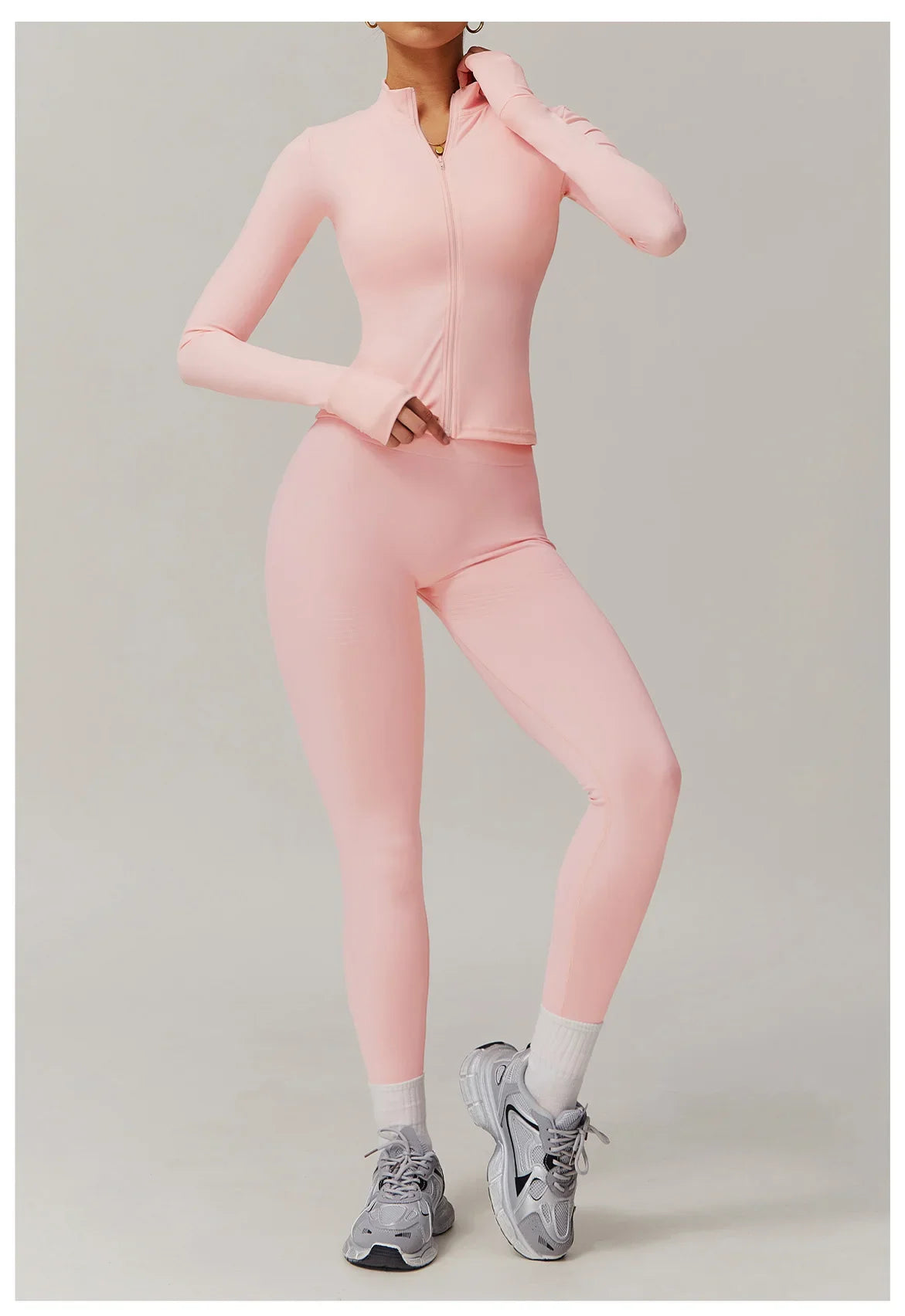 Conjunto deportivo de 2 piezas para mujer, chándal para correr, entrenamiento, con cremallera, pantalones cortos de manga larga, ropa de yoga, ropa deportiva
