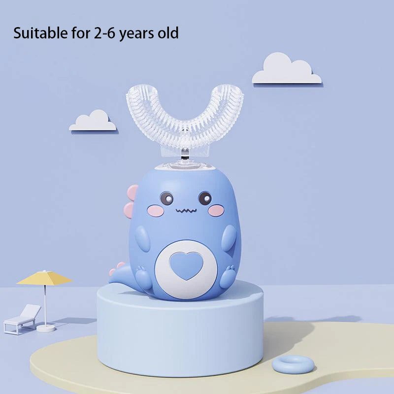 Cepillo de dientes eléctrico en forma de U para niños, 360 grados, inteligente, de silicona, recargable, automático, sónico.