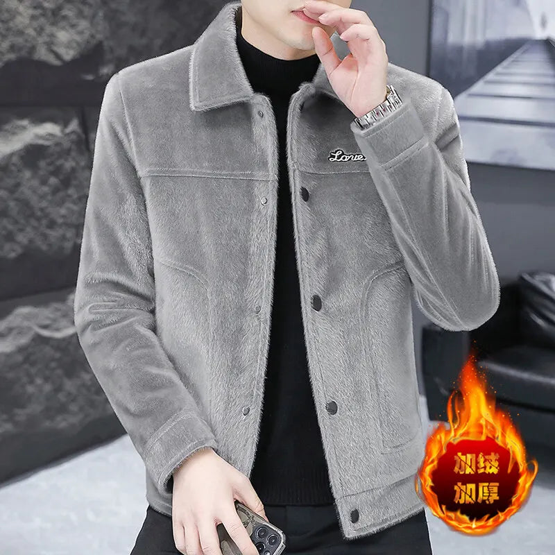 Chaqueta informal gruesa y moderna de invierno 2024 para hombre, con forro polar, estilo coreano, juvenil, elegante y versátil.
