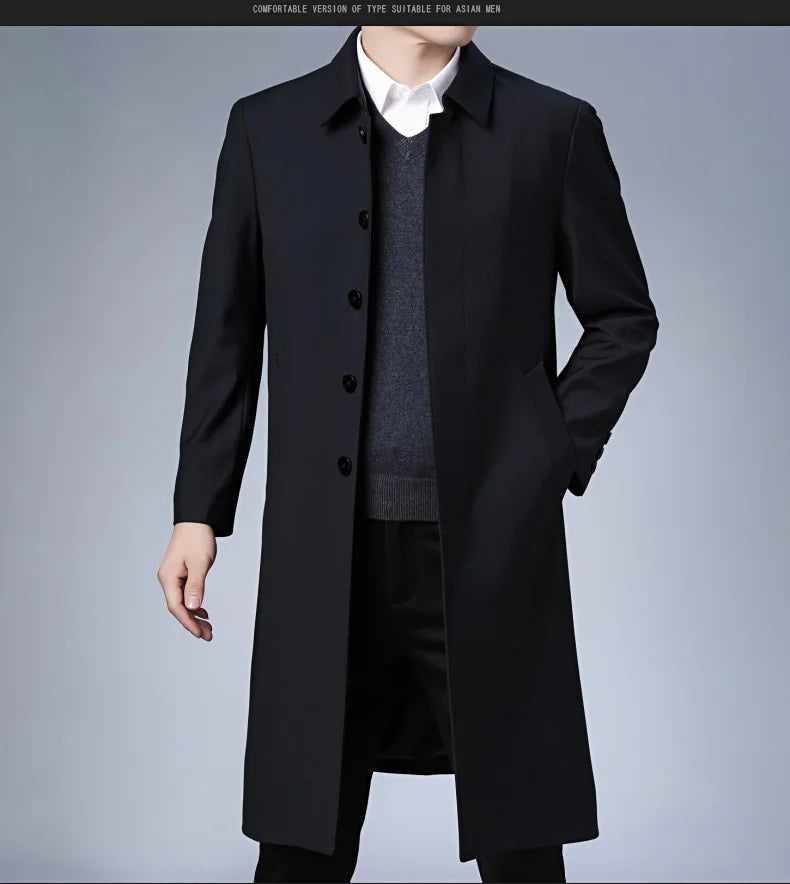 Autumn Winter Men Trench Coat Business Fashio Casual Male Jackets Slim Comfort Warm Windproof Top Trend Streetwear Outerwear New
