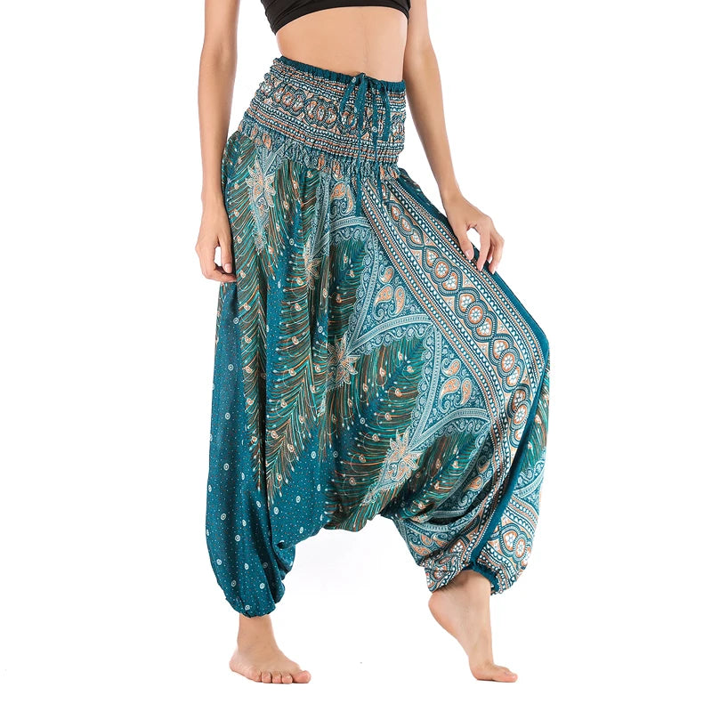 Bohemian Pants Women Pantalones Mujer Hippie High Waist Rayon Harem Baggy Boho Yoga Beach Wear Pour Femme Calca Feminina Printed
