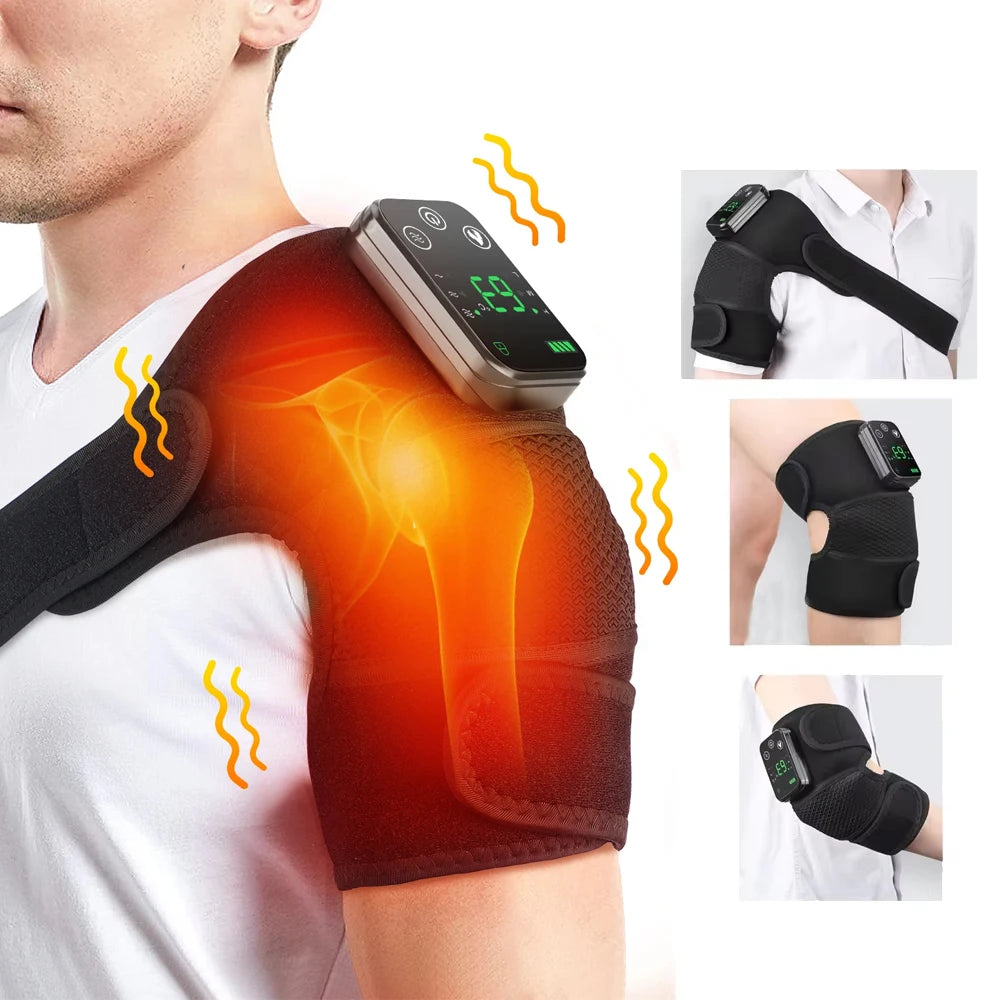 Masajeador de hombros con calefacción eléctrica, soporte para espalda y hombros con calefacción, cinturón de masaje de hombros con calefacción ajustable para la relajación muscular del brazo.