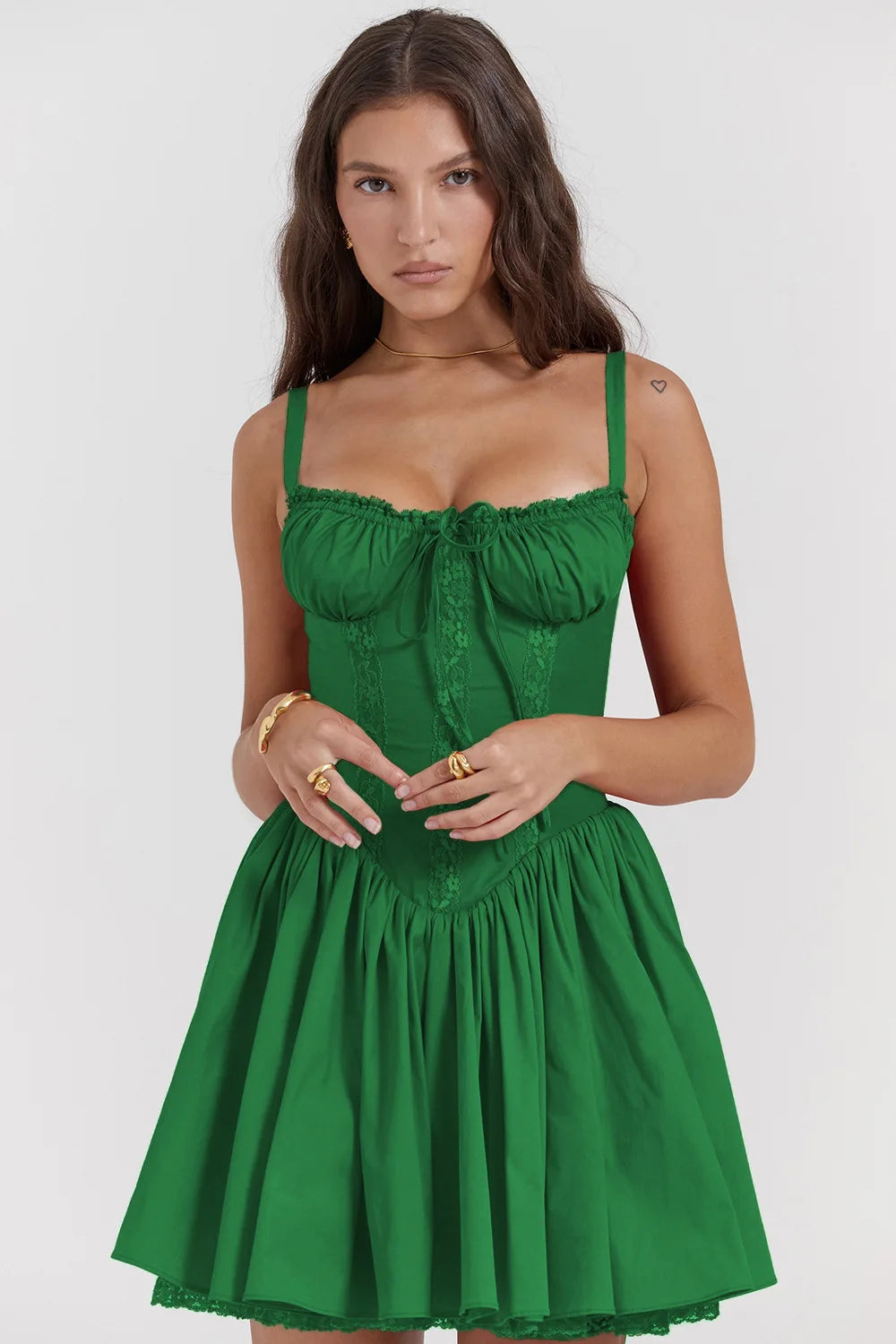 Sexy Lace Floral Corset Short Dress Elegant Women's White Yellow Sundress Female High Waist Mini Sun Dresses Summer 2025 New In