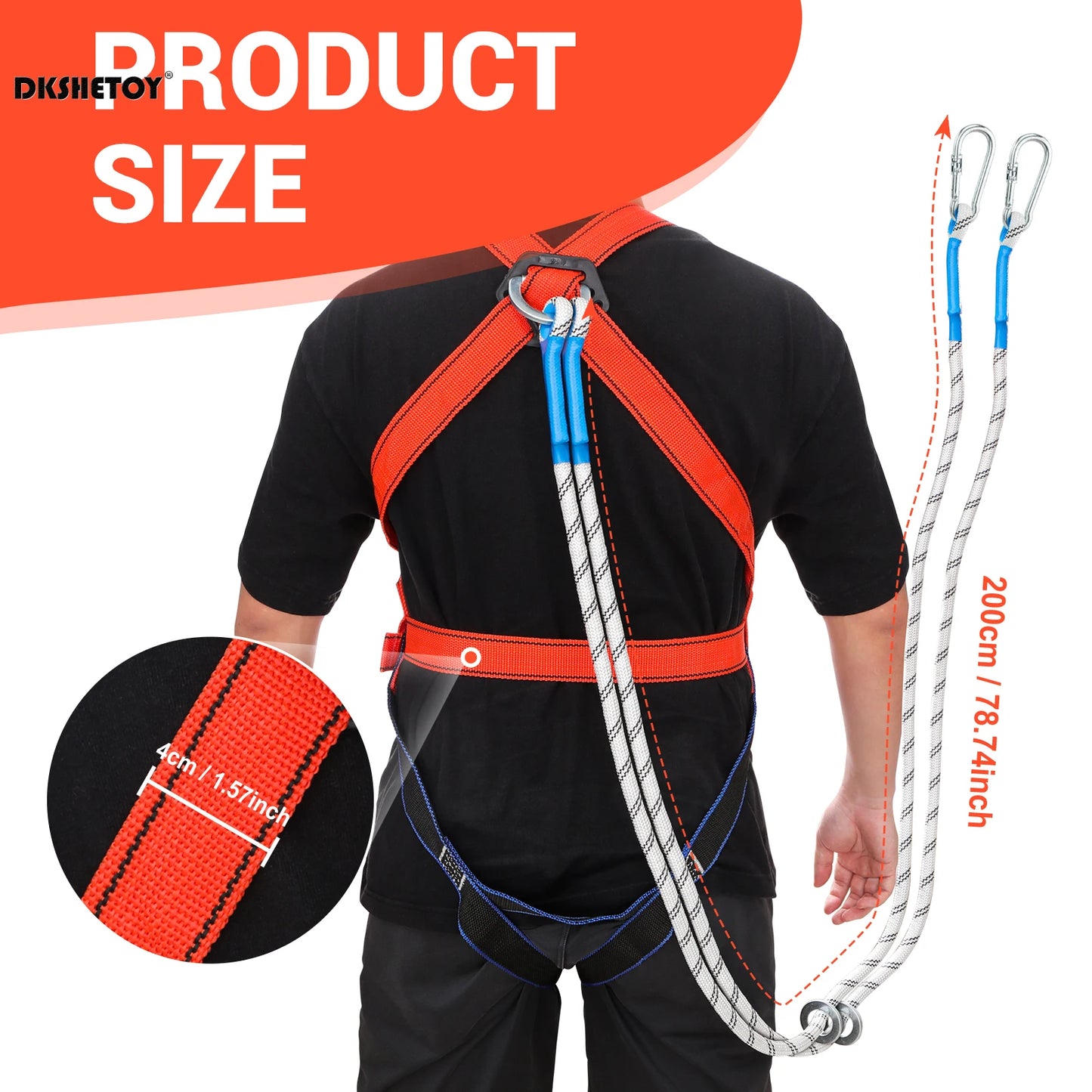 Arneses de seguridad profesionales con protección contra caídas, material de fibra de polipropileno duradero para senderismo, camping y aventuras.