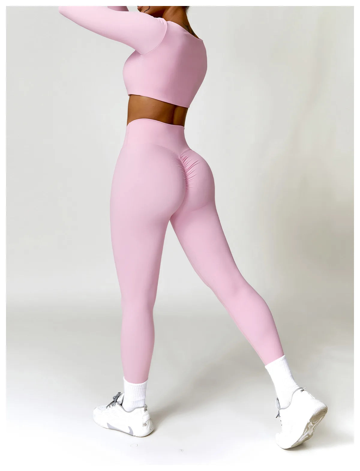 Conjunto de chándal de yoga para mujer, 2 piezas, ropa deportiva para entrenamiento, ropa deportiva, leggings de gimnasio, sujetador de fitness, top corto, trajes deportivos de manga larga