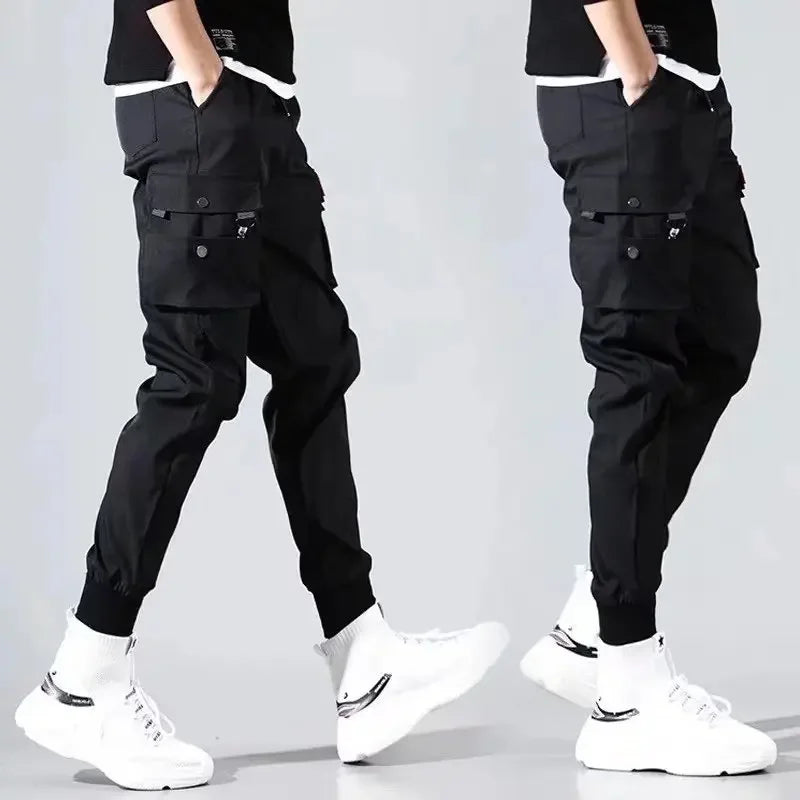 Pantalones de trabajo para hombre, de primavera y verano, informales, versátiles, largos, holgados, cómodos, estilo coreano, estilo funcional.