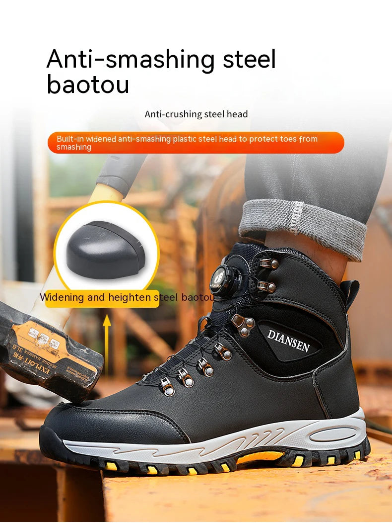 Zapatos de seguridad con botón giratorio, zapatillas de trabajo para hombre, zapatos indestructibles, zapatos de protección a prueba de pinchazos, botas de trabajo, botas tácticas.