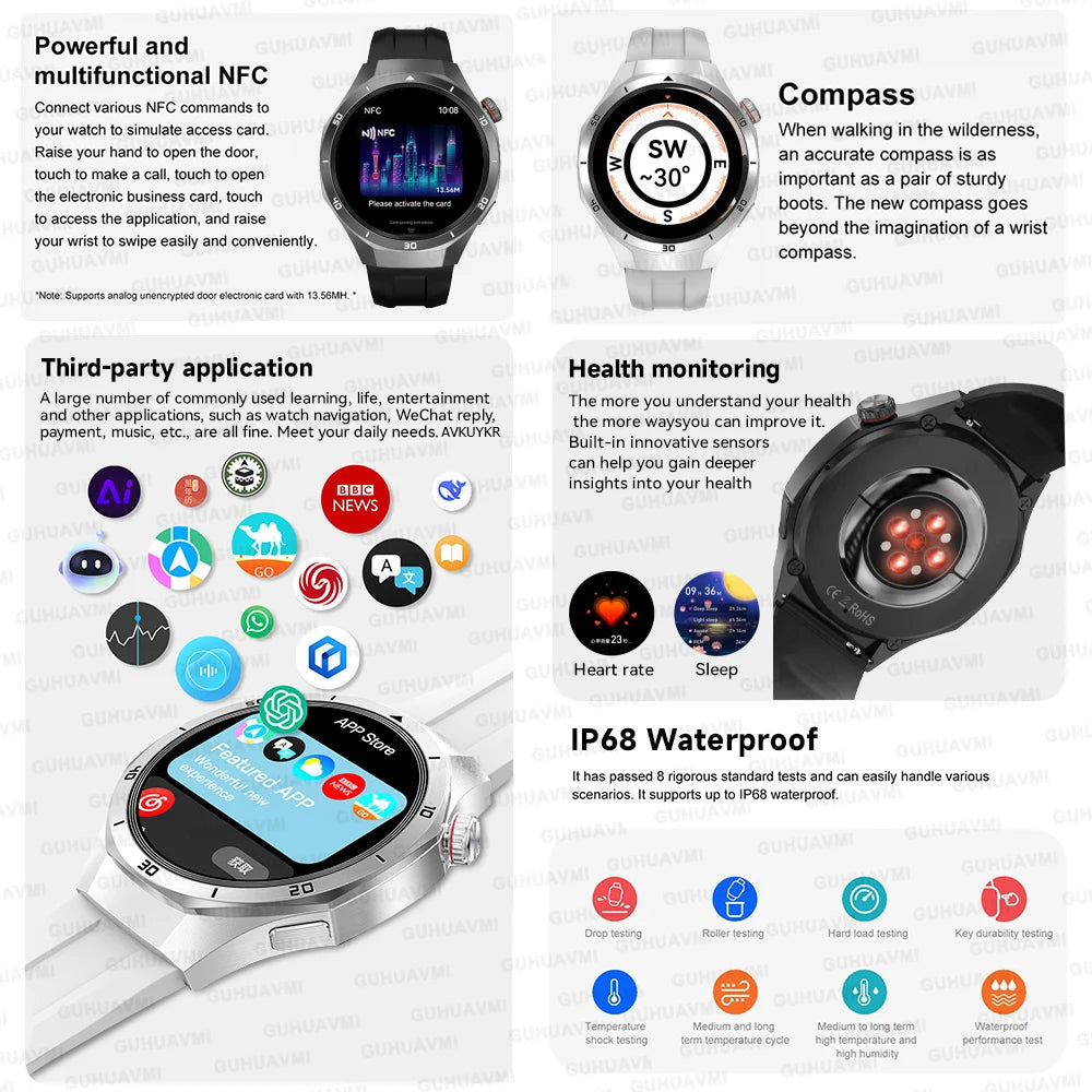 Reloj inteligente HUAWEI DT5 Pro con memoria de 32 GB, música local, llamadas Bluetooth, rastreador GPS, brújula, menú 3D, Bluetooth, para hombres y mujeres (2025)