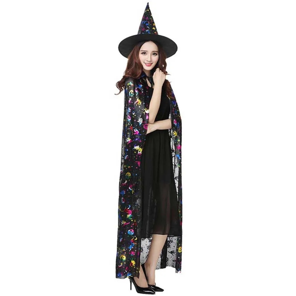 Masquerade Show Performance Costumes Halloween Cloak Sets Pumpkin Ghost Scary Costumes Bat Hat Cosplay Wizard Robe Adult