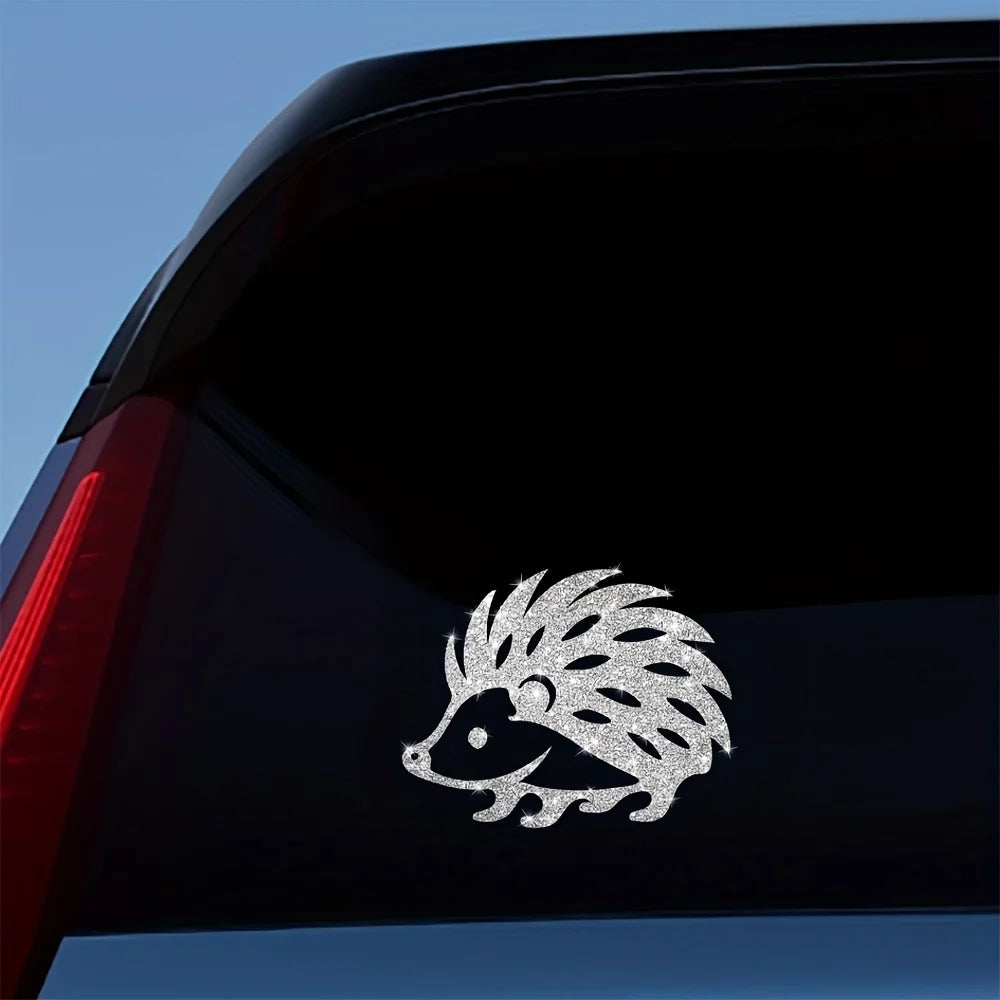 1 pieza de linda pegatina decorativa para coche de erizo con purpurina brillante, vinilo autoadhesivo para decoración de coche adecuada para coches, camiones