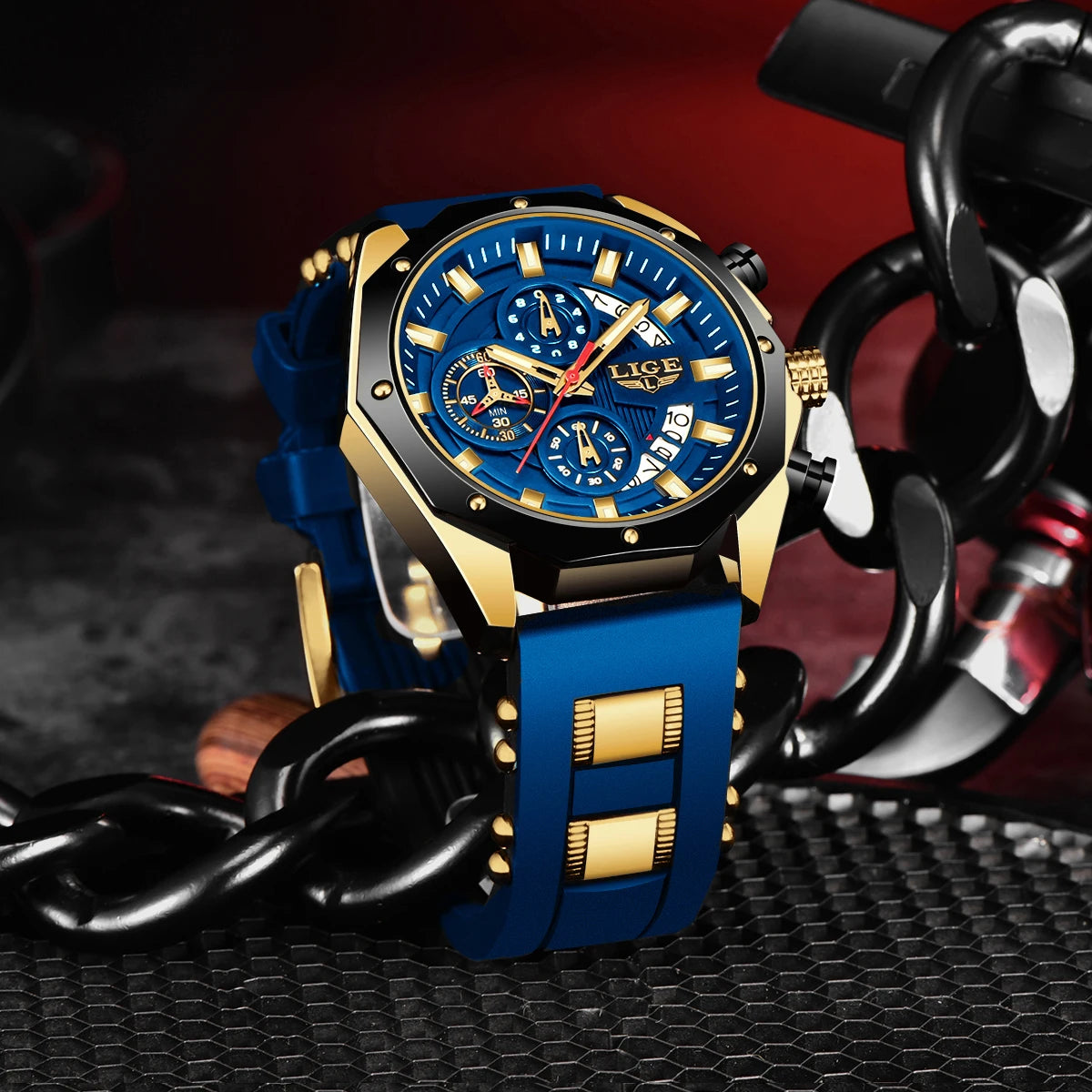 LIGE 2024 - Nuevos relojes de moda para hombre, marca superior de lujo, reloj deportivo de silicona, reloj de cuarzo con fecha, reloj de pulsera resistente al agua, cronógrafo