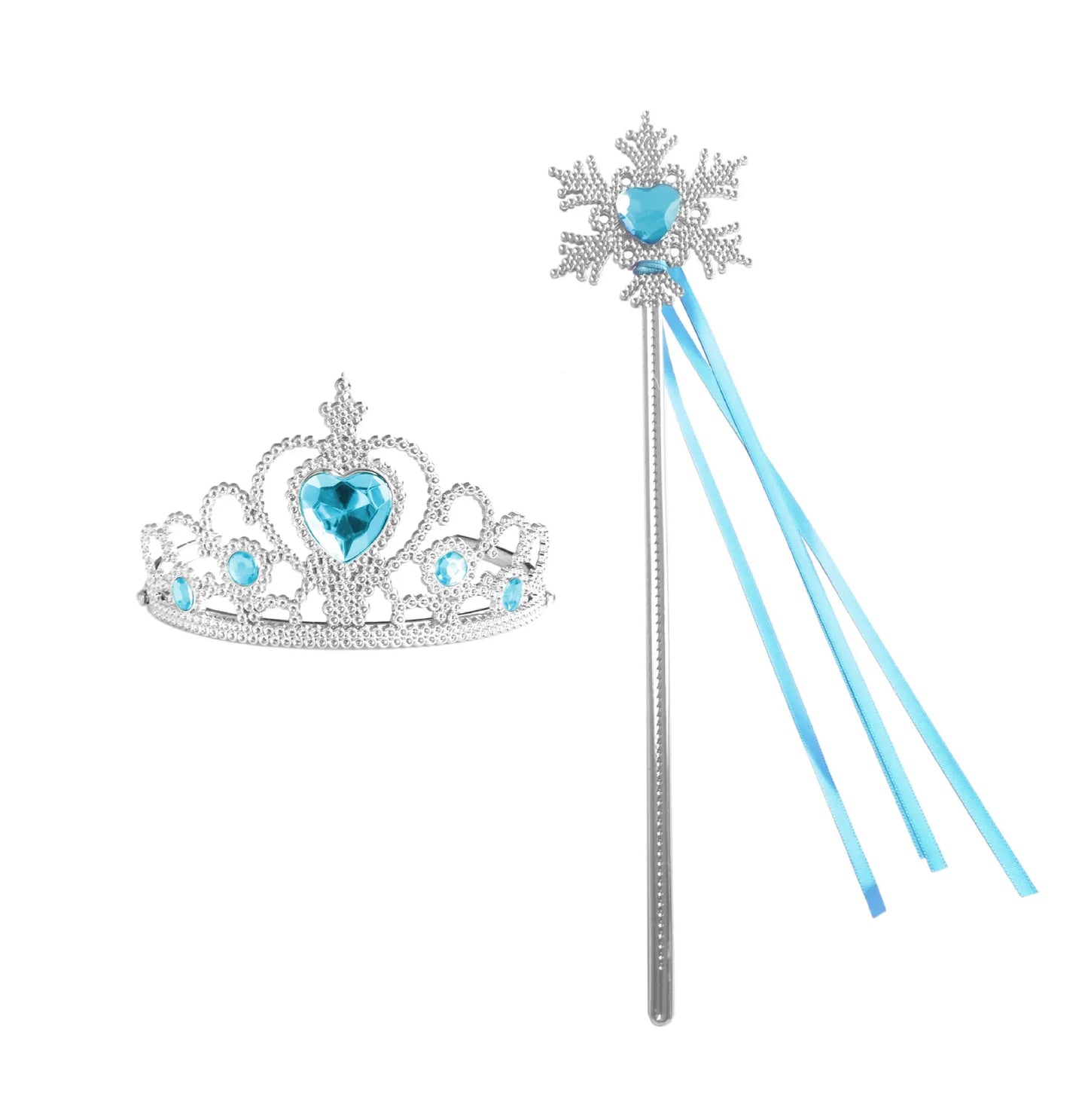 Accesorios de cosplay de Elsa para niña, disfraz de princesa Reina de las Nieves, joyería, varita, corona, collar, clips para las orejas, accesorios de fotografía para juegos de rol.