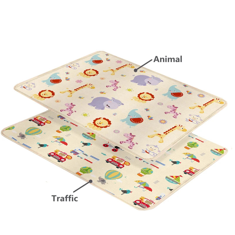 Alfombra plegable de doble cara para niños, tapete de juegos con dibujos animados para bebés, alfombra educativa para actividades para bebés, impermeable y fácil de guardar.