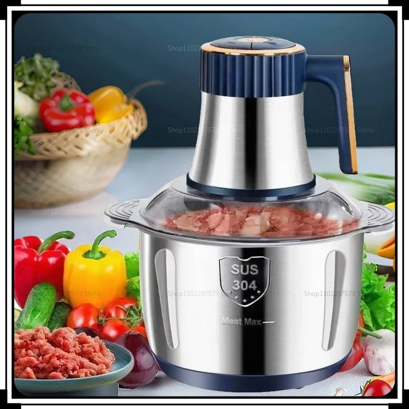 Picadora de carne doméstica de cinco velocidades, de acero inoxidable, para carne molida, frutas y verduras, licuadoras eléctricas de cocina, procesador de alimentos
