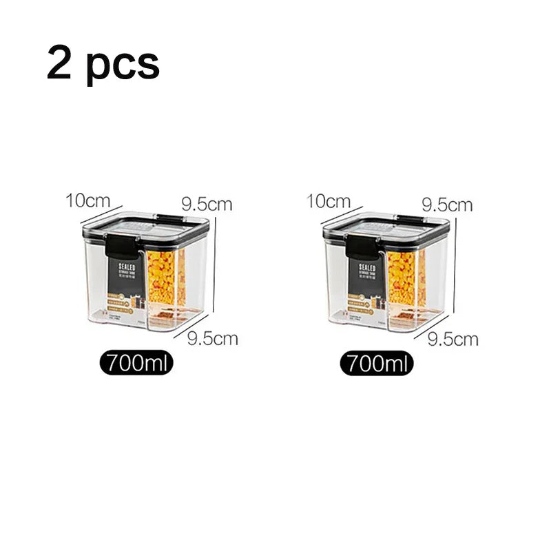Juego de contenedores de alimentos para mascotas, caja de almacenamiento de 460-1800 ml, transparente, apilable, para cocina, seco, para espaguetis y fideos, recipientes sellados.
