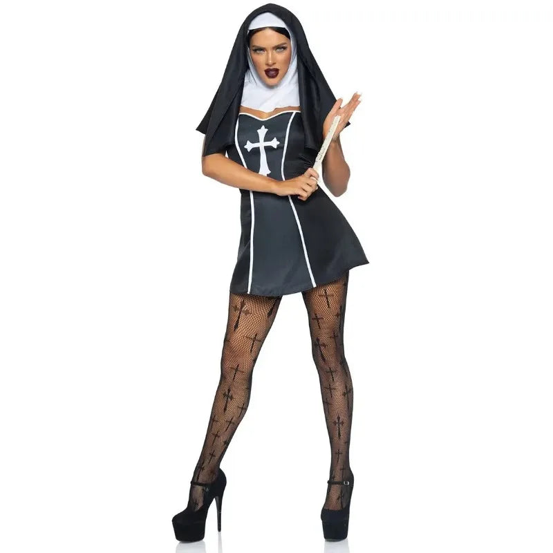 Easter Halloween Cosplay Party Costume Adult Sexy Nun Role Play Stage Fancy Party Dress