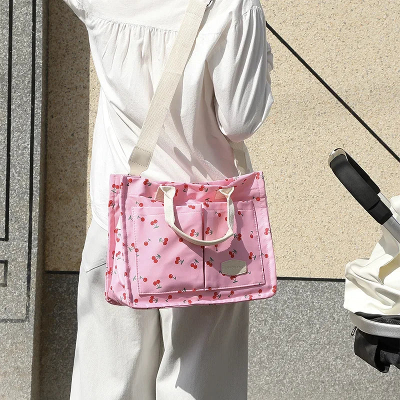 Bolso de mano con estampado floral de gran capacidad y moderno, de un solo hombro, de color puro, para mujer, informal y elegante, con forro de poliéster suave.