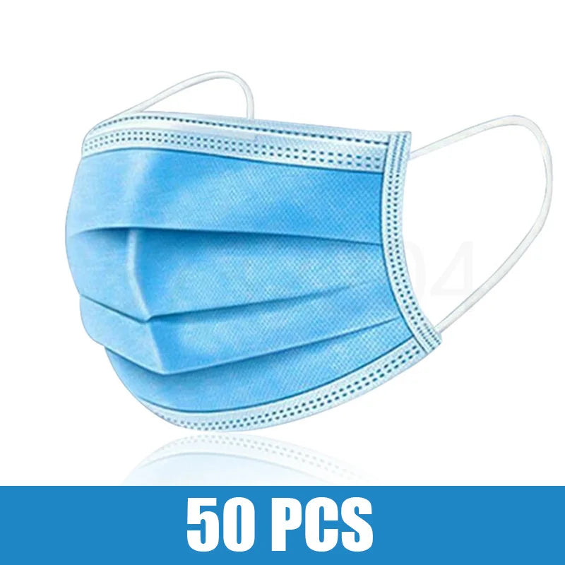 Mascarillas quirúrgicas desechables de 10 a 200 unidades, mascarillas faciales médicas de 3 capas con filtro, antipolvo, transpirables, con elásticos para las orejas, mascarillas bucales para adultos.