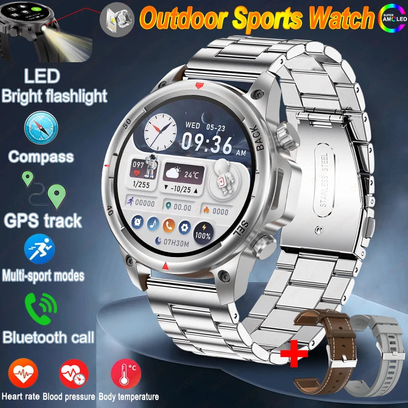 Reloj inteligente deportivo para exteriores Xiaomi, con GPS, linterna, brújula, Bluetooth, llamadas, control del ritmo cardíaco, NFC, resistente al agua, 2025