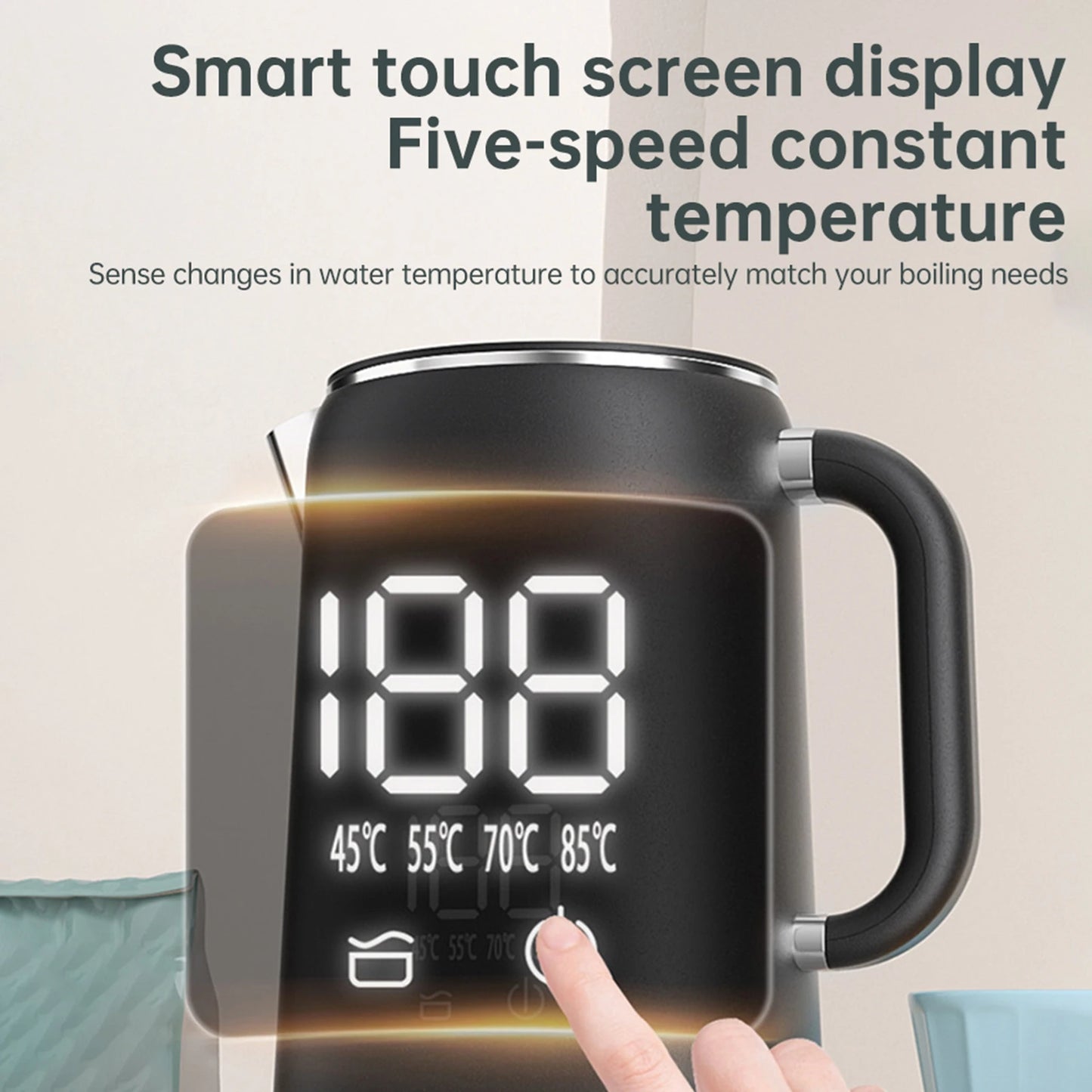 Hervidor eléctrico termostático de gran capacidad de 1,7 l con preservación automática del calor y revestimiento de acero inoxidable 304.