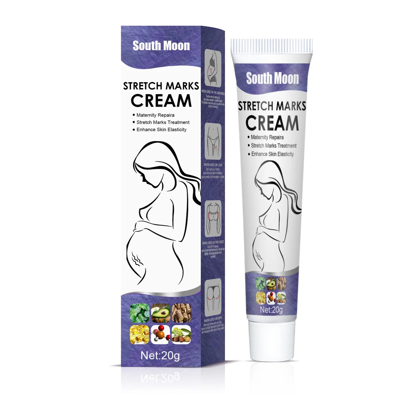 Crema para eliminar las estrías del embarazo, mejora la elasticidad, atenúa las líneas de crecimiento, suaviza, nutre, hidrata y reafirma la piel.