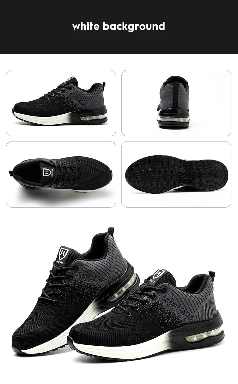 Zapatos de trabajo de protección anti-aplastamiento para hombres y mujeres, zapatos indestructibles anti-perforación, zapatos de trabajo con amortiguación de aire, zapatos de seguridad con puntera de acero para hombre.