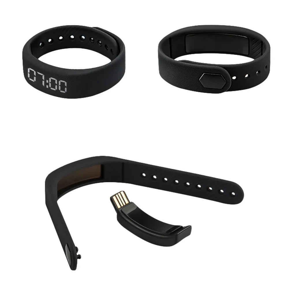 Pulseras inteligentes digitales LED, reloj inteligente resistente al agua, podómetro para correr, monitor, alarma de vibración y recordatorio.