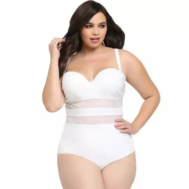 Trajes de baño de tallas grandes 2021 de una pieza, push up, cintura alta, malla entrecruzada, color sólido, monokini, trajes de baño para mujer.