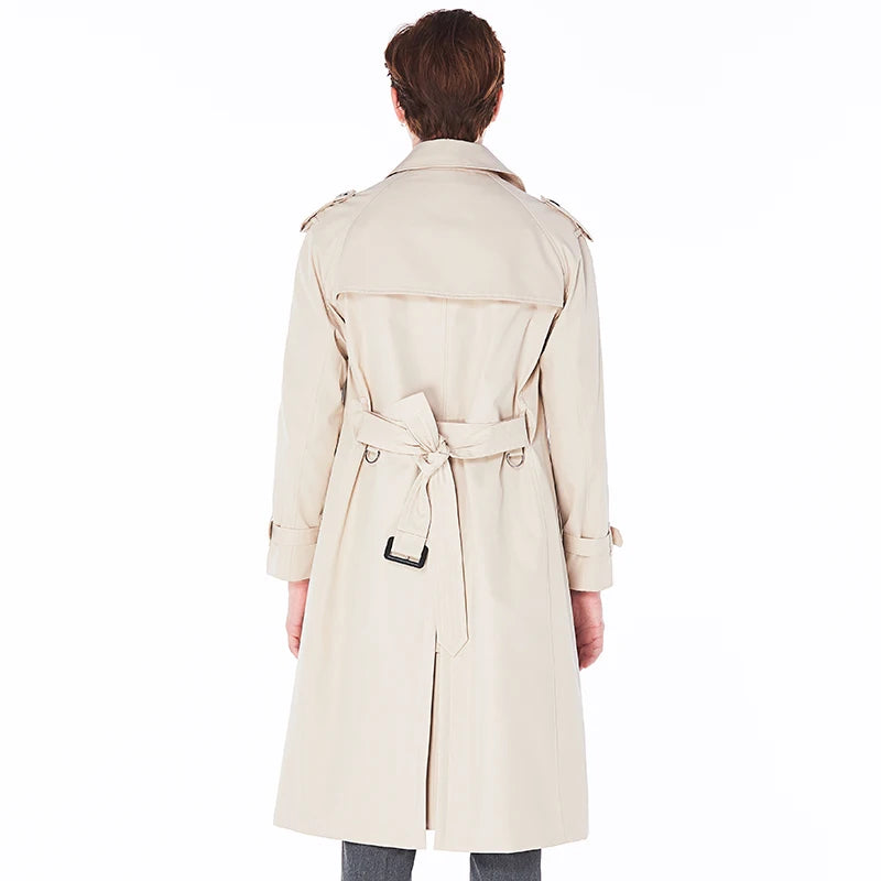 Super long windbreaker down liner  weatherproof men's trench coat British trend black trench coat men's casual coat