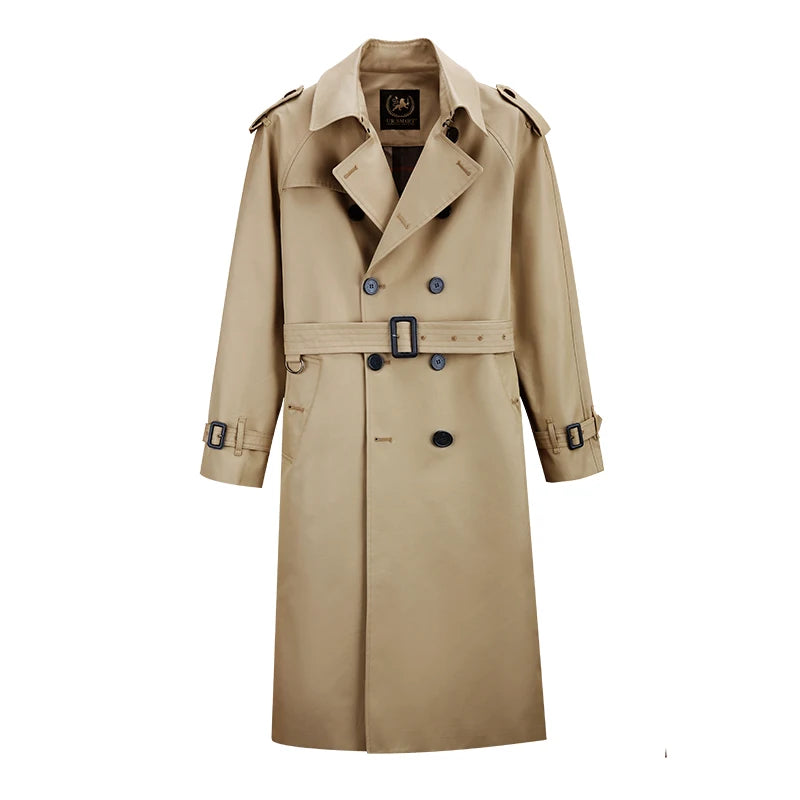 Super long windbreaker down liner  weatherproof men's trench coat British trend black trench coat men's casual coat